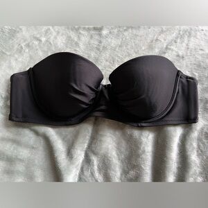 Aerie Swim Top Bandeau Black Rouched Size 34C